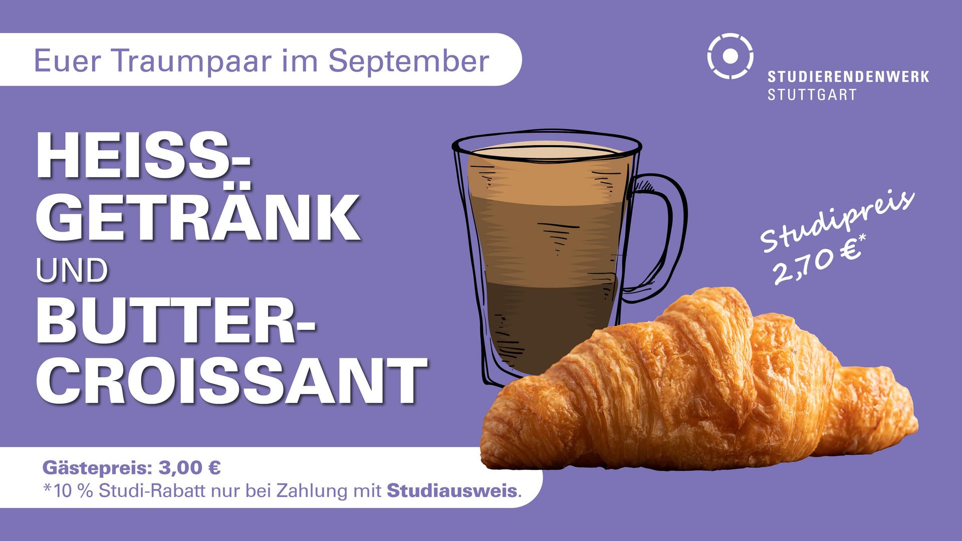 Aktionsgebäck im September: Buttercroissant und Heißgetränk