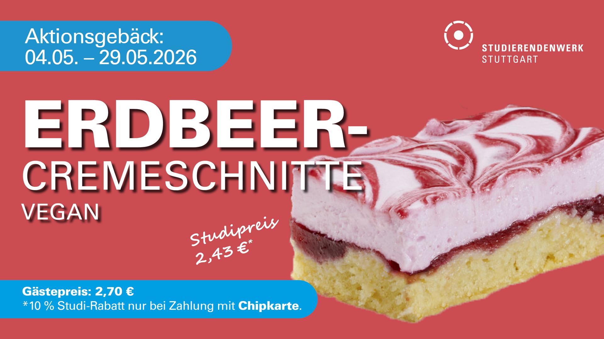 Aktionsgebäck im Mai: vegane Erdbeer Creme Schnitte